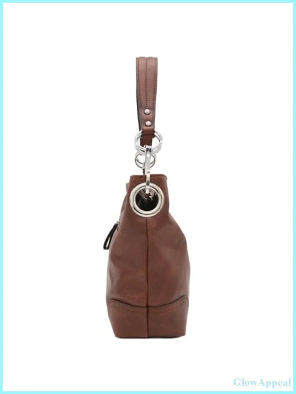 Faux Leather Hobo Shoulder Bag with Big Snap Hook Hardware